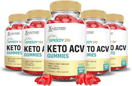[BRSROZY6PIIAMFDU] Justified Laboratories (5 Pack Speedy Keto ACV Gummies Geavanceerde Formule 1000MG Speedy Keto Gummies Apple Cider Vinegar Geformuleerd met Granaatappel Beetsap Poeder B12 Vegan Non GMO 300 Gummys