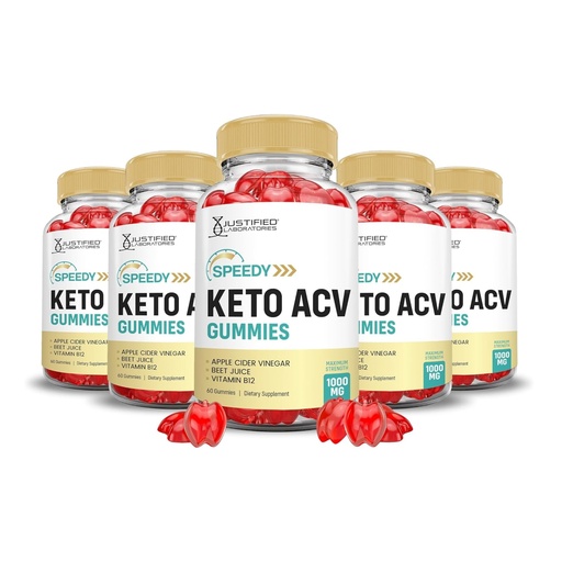 [BRSROZY6PIIAMFDU] Justified Laboratories Speedy Keto ACV Gummies (1000 mg) - 60 Count, Pack of 5 - Formulated with Apple Cider Vinegar, Folate & Vitamin B12 - Non-GMO, Vegan, Gluten Free - 150 Servings