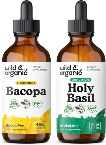 [BRSRABD5CF5B4YA7] Дика та органічна бакопа Tincture 4 fl oz & Holy Basil Tincture 4 fl oz