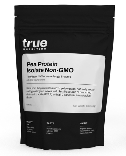 [BRSWKHQRBF4AECLZ] True Nutrition Pea Protein Isolate Powder - 25g Vegan Plant Protein per Serving - Non-GMO, Gluten Free, Dairy Free, Soy Free - Chocolate Fudge Brownie - 1 lb