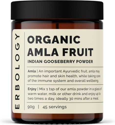 [BRSROAAYPMHQIFLP] 100% Organic Amla Powder 3.2 oz - 45 Servings - Indian Gooseberry - Immunity Support - Skin and Hair Regeneration - Rich in Vitamin C - Straight from Farm in India - Raw, Vegan and Gluten-Free