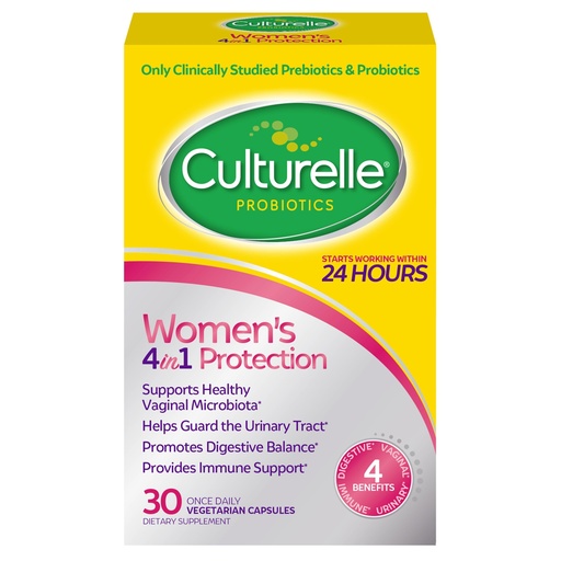 [BRSWG2YOO4DWYEQ7] Culturelle Probiotics for Women with Prebiotics - 4-in-1 for Vaginal, Digestive, Urinary & Immune Health - pH Balance, Bloating & Gas Relief - Daily Vegetarian Capsules, Non-GMO - 30 Count