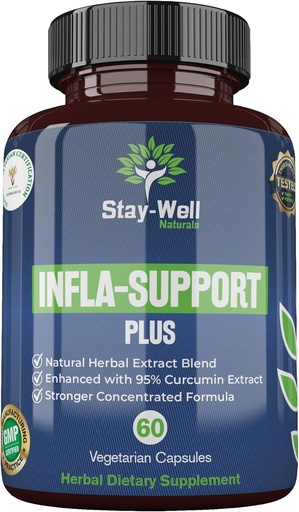 [BRSRA2T5CAPWG2AV] Infla-Support Plus- 750mg Herbal Supplement Blend with Curcumin and Ashwagadha Extract, Shatavari, Kavach, Fenugreek, Pippali, Guduchi, Shilajit, Goshura and Sunthi 60ct