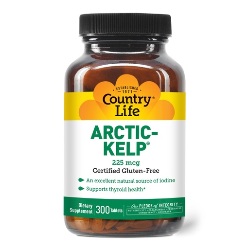 [BRSWIYQMB4PQCGTO] Country Life Arctic-Kelp – Natural Iodine Supplement for Thyroid and Immune Support – Vegan, Gluten-Free, 225 mcg – Ideal for Thyroid Health, Hypothyroidism, and Adrenal Support, 300 Tablets