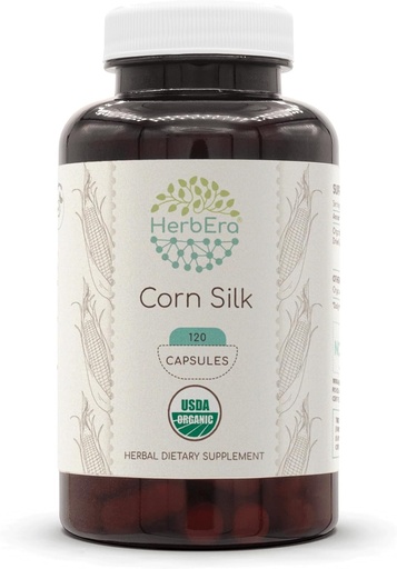 [BRSROGIPDIJRMHQ7] HerbEra Corn Silk USDA Organic 120 Capsules | Natural Herbal Supplement | Certified Organic Vegetarian Capsules and Organic Corn Silk (Zea Mays) Dried Silk (120 Capsules)