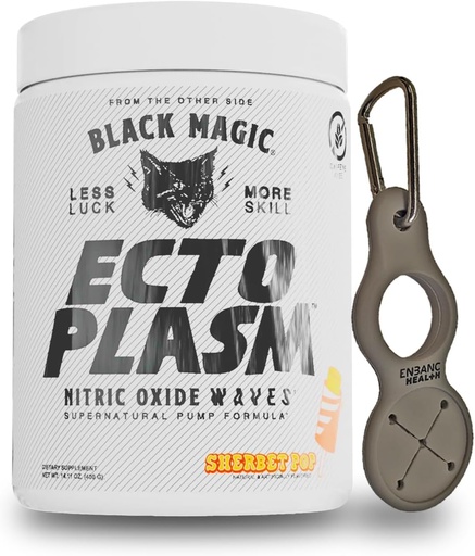[BRSROFQBB55GMDIY] Black Magic Ecto Plasmaer - Sherbet Pop - Håndlavede Pump Igniter, Øget hydrering og vaskularitet (400g, 20 Scoops) med Enbanc Health Keychain