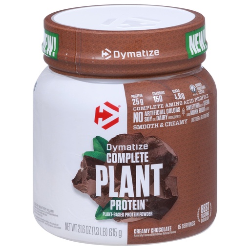[BRSW2BIRBVYROEYU] Dymatize Vegan Plant Protein, Creamy Chocolate, 25g Protein, 4.8g BCAAs, Complete Amino Acid Profile, 15 Servings