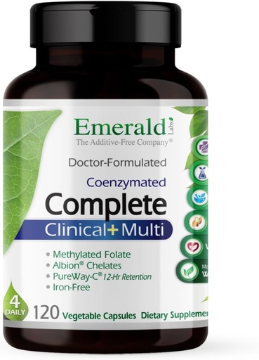[BRSWIZQACMFWKYD2] EMERALD LABS Complete Clinical Multi - Multivitamin with Methylated Folate, Vitamin D3, Digestive Enzymes & More for Gut Health, Immune Support & More* - 120 Vegetable Capsules (30-Day Supply)