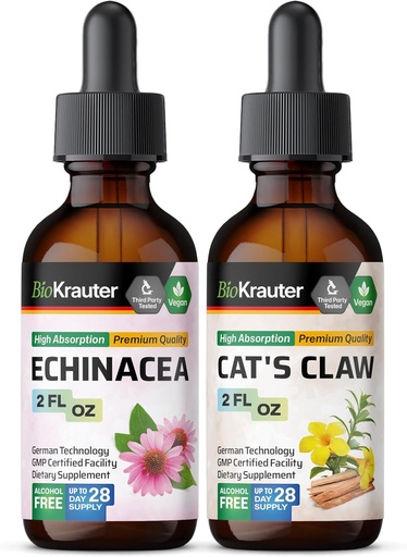 [BRSRAGL3OR7W23D3] BIO KRAUTER Echinacea Tincture 2 Fl. Oz. & Cat's Claw Tincture 2 Fl. Oz.