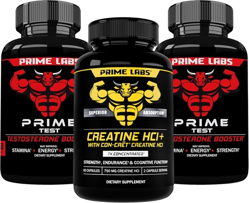 [BRSRAAIDCN5GEYDD] Prime Labs Prime Test (2-Pack) + Creatine HCl Capsules (60 Count)