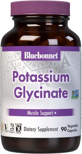 [BRSWIYQ3B57Q2YAV] Bluebonnet Potássio Suplemento 99 mg Albion Glycinate Complex - Equilíbrio Electrolítico, Força Músculo & Recuperação Suporte Mineral para Mulheres e Homens* - Não-GMO, Vegan, Gluten-Free - 90 Cápsulas Vegetais