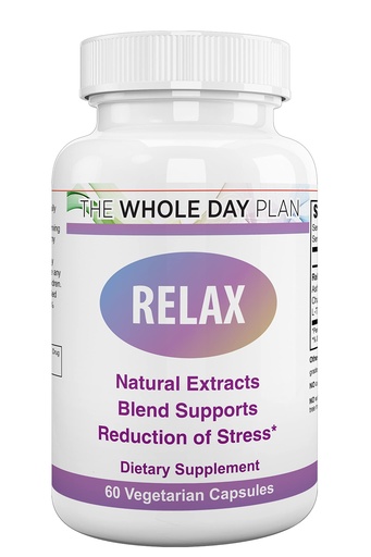 [BRSWYGIBBUFB4CDH] Relax - Support Supplement, Natural Stress Relief with Ashwagandha, Chamomile, L-Theanine Helps You to be Calm, Focused, and Improves Better Sleep, 60 Capsules