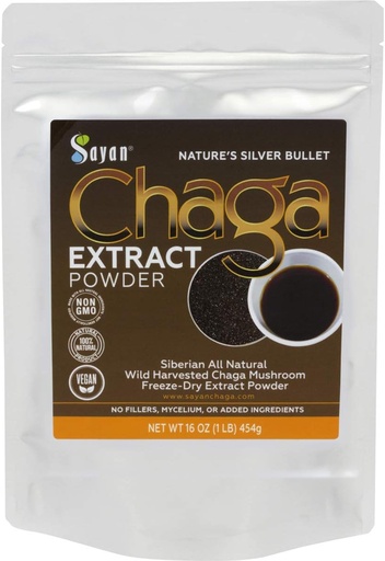 [BRSWK2TRCEBRU2AV] Sayan Chaga Mushroom Extract Powder (1 Lb) – Freeze Dried Siberian Wild Harvested - Organic Antioxidant Tea for Immune and Digestion Support - Focus, Energy, Clarity, Wellness - No Additives