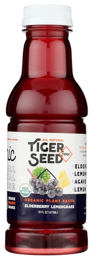 [BRSROHQKCUPGEGTK] Elderberry Lemongrass - Tiger Seed - Plant Based Hydration & Immune Support - 16 FL OZ Bottles (Pack of 9) Organic, Vegan, Kosher, Low-Sugar