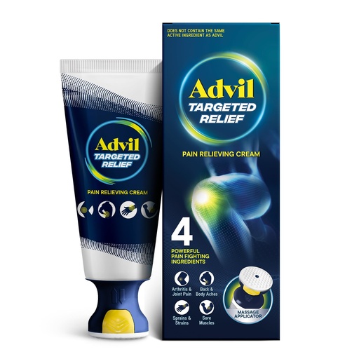[BRSROBQ5AV6GK3LB] Advil Targeted Relief Pain Relieving Cream with Massage Applicator, Up to 8 Hours of Powerful Relief of Minor Arthritis Pain, Joint Pain, Lower Back Pain and Muscle Pain, 2.5 oz