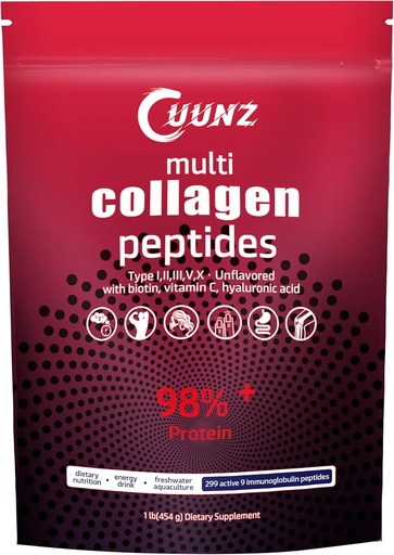 [BRSRAZA7CMCQICI6] Multi Collagen Protein Powder - Tipo I,II,III,V,X con Biotina, Ácido Hialurónico, Vitamina C - Peptidos de Collagen Desarmados (Multi Collagen Peptides 1lb)