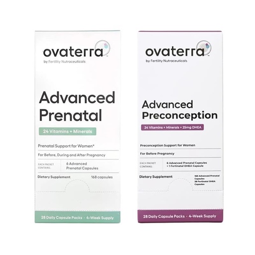 [BRSRABQFCEFA2E3O] Ovaterra Advanced Prenatal & Preconception Multivitamin Bundle for Women with DHEA 25mg, Choline 550 mg, Folate (Methylfolate) 1,010 mcg, Omega-3 DHA, EPA, Chelated Iron 364 Capsules - 28 Day Supply