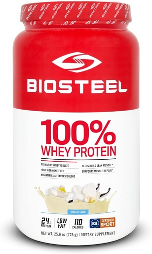[BRSRMZIQCR7R62TG] BIOSTEEL 100% Whey protein Toz Supplement, rBGH Hormonu Ücretsiz ve GMO Post Workout Formula, Vanilla, 25 Hizmet