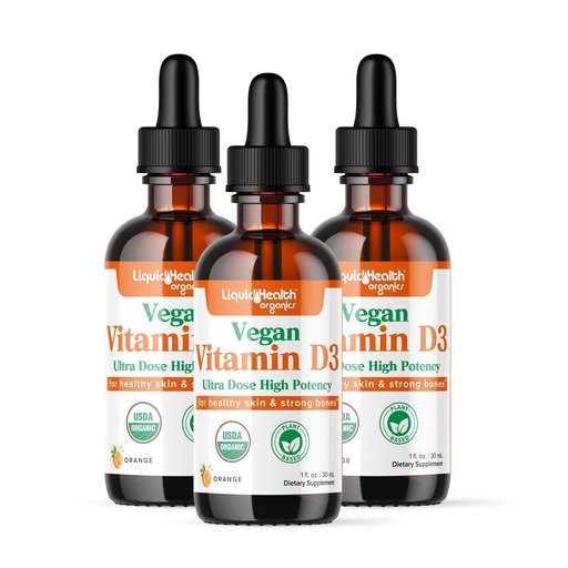 [BRSRAYYTBEJQG2TD] LIQUIDHEALTH Vitamin D3 4000 IU, USDA Organic Vitamin D Liquid Drops for Adults & Kids, Vegan Vitamin D for Immune System Support, Bone Health, Mood Support, Healthy Skin - Made in USA (3 Pack)