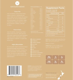 Antler Farms - 100% Grass Fed New Zealand Whey Protein Isolate, Peanut Butter Chocolate Flavor, 2 lbs - Pure and Clean, 7 Ingredients, Cold Processed