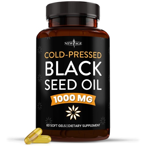 [BRSRMCQQDMPRGGT4] NEW AGE Black Seed Oil Softgel Capsules - Premium Cold-Pressed Nigella Sativa Producing Pure Black Cumin Seed Oil - Non-GMO & Vegetarian (60 Softgels)