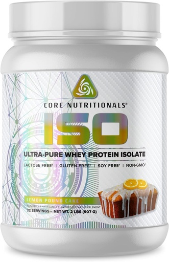 [BRSRM23YOQGRGCDB] Core Nutritionals ISO Whey Protein Isolate | High-Purity Protein from Whey Isolate | Lean Muscle & Recovery Support | 32 Servings (Lemon Pound Cake)