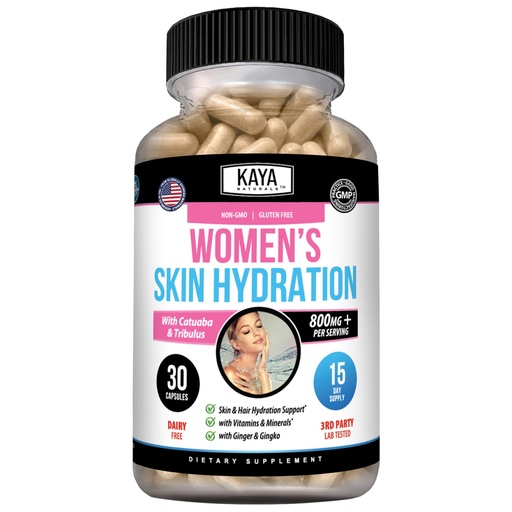 [BRSRMZI2BYDQEF35] Kaya Naturals Women’s Hydration & Wellness Support with Zinc, 30 Capsules | Women’s Hydration Support - Zinc & B Vitamins, Dong Quai, Ashwagandha & Ginseng - Botanical Wellness Blend