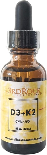 [BRSRMCA6BUMWYYI2] 3 ° Rock Essentials Vitamine D3 K2 | Chelated Liquid Vitamin Supplement Drops | Vitamina D3 | Vitamina K2 | Support Calcium Absorption Strong Bones Healthy Heart | Vegan | Gluten Free | 1 Fl Oz