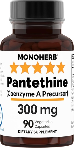 [BRSWYY34OV7BYYLA] MONOHERB Pantethine 300 mg per Capsule - 90 Vegetarian Capsules
