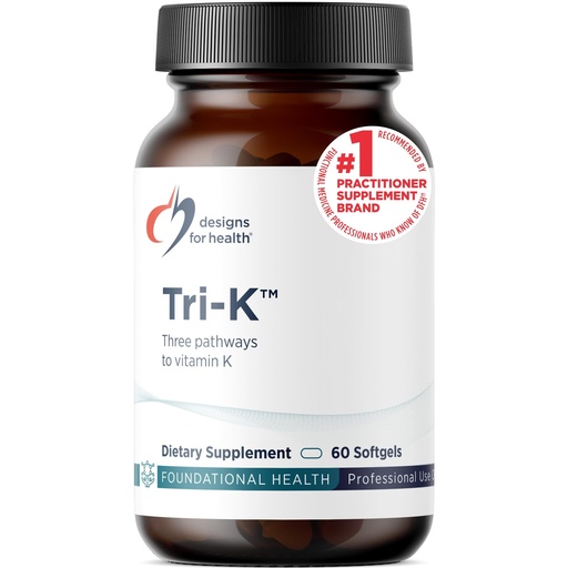 [BRSWIYIKAV4AIH3U] Designs for Health TRI-K - Three Forms of Vitamin K + GG, High Potency Supplement - 2000mcg Vitamin K1, 500mcg K2 MK-4 - Non-GMO + Gluten Free (60 Softgels)