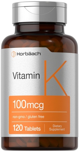 [BRSROGL4OV5WEFIZ] Horbäach Vitamin K Supplement | 100mcg | 120 Tablets | Vegetarian, Non-GMO & Gluten Free Supplement