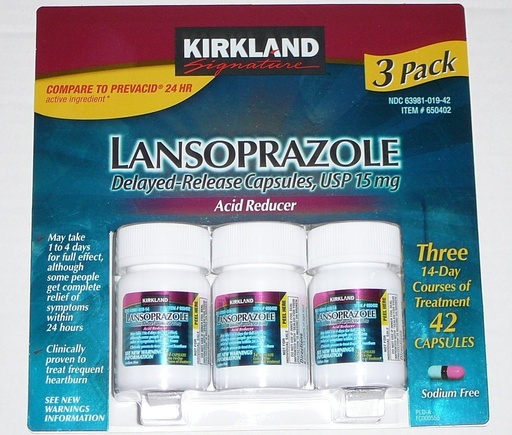 [BRSWIHIKCR4RU3LM] Kirkland Signature Lansoprazole 15 mg. Acid Reducer, 42 Capsules