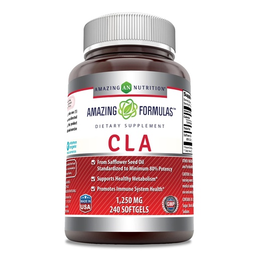 [BRSRM2YQCUMBS2A2] Amazing Formulas CLA | Conjugated Linoleic Acid Supplement | 1250 Mg | Softgels | Non-GMO | Gluten-Free | Made in USA (240 Count)