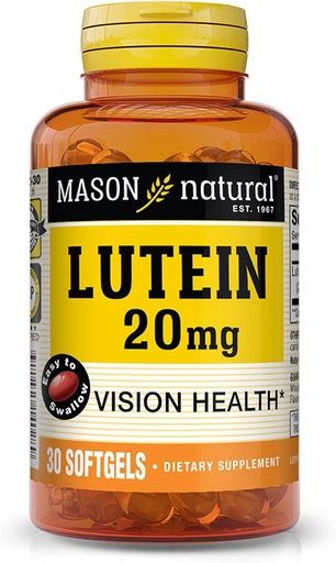 [BRSWI2QPAACWMCL2] MASON NATURAL Lutein 20 mg with Vitamin E - Healthy Vision and Eye Function, Supports Eye Health, 30 Softgels