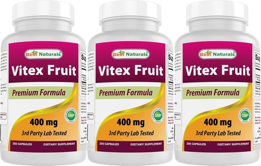 [BRSWGZAKCR5RQAIV] El millor Naturals Vitex Chasteberry 400 mg 250 Capules (Pau de 3)