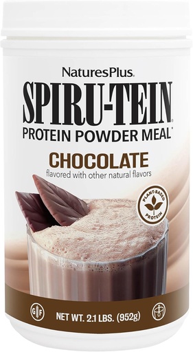 [BRSWYBLQCMJRUA3F] NaturesPlus SPIRU-TEIN, Chocolate - 2.1 lb, Pack of 2 - Plant-Based Protein Shake - Non-GMO, Vegetarian, Gluten Free - 68 Total Servings