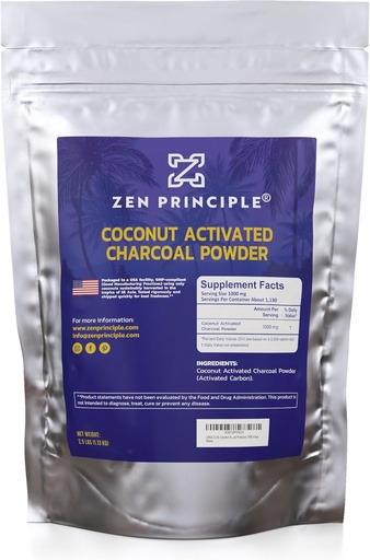 [BRSWGHQKCUPQAAYU] Zen Principle Coconut Activated Charcoal Powder. Whitens Teeth, Rejuvenates Skin and Hair, Supports Better Digestion. USA-Owned Producers, 2.5 lb