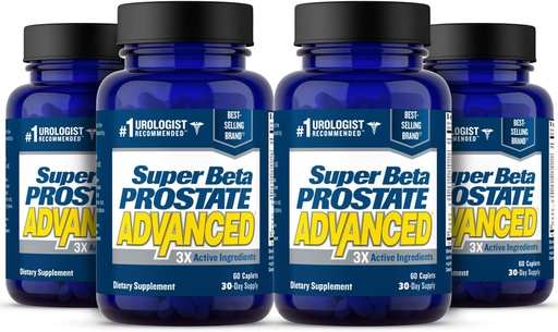 [BRSW2YA3B4HBE3LH] SUPER BETA PROSTATE Avanzado – Promover el sueño, el emptying de la vejiga de apoyo. Suplemento de apoyo de próstata para la salud de los hombres con Beta Sitosterol, no Saw Palmetto. (240 Caplets, 4-Pack)