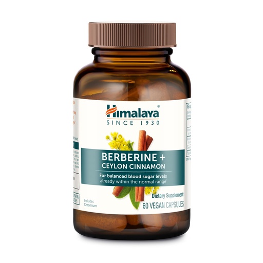 [BRSRAGICOZYAO2T2] Himalaya Berberine with Ceylon Cinnamon - Herbal Supplement for Supporting Normal Metabolism, Immune, and Digestive Health - Vegan, Gluten Free, 60 Vegetarian Capsules