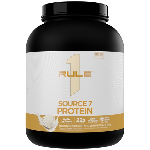 [BRSROBARB4CQE3TG] Rule 1 Proteins Source 7 Protein, Vanilla Ice Cream, 4 Pounds | Decadent Flavor, Velvety Smooth Texture, 22g Anytime Protein, and 10g Naturally Occurring EAAs from 7 Premium Sources