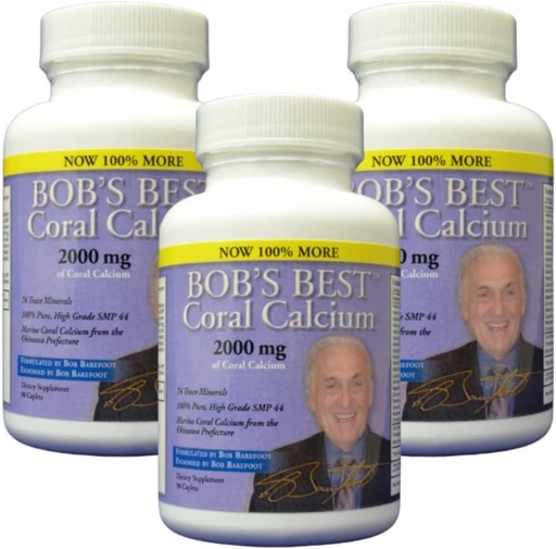 [BRSWKHQECN5ACDAV] Bob's Best Coral Calcium 2000mg, 3 PACK of 90 Caplets NEW IMPROVED FORMULATION! by Bob's Best