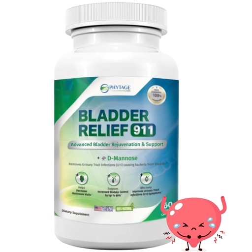 [BRSW2ZD7O56WOFL4] Bladder Relief 911 – Advanced Urinary Tract & Bladder Support Supplement for Men and Women – with 1000mg D-Mannose, Cranberry Extract, Hibiscus & Dandelion Root – 60 Veggie Capsules