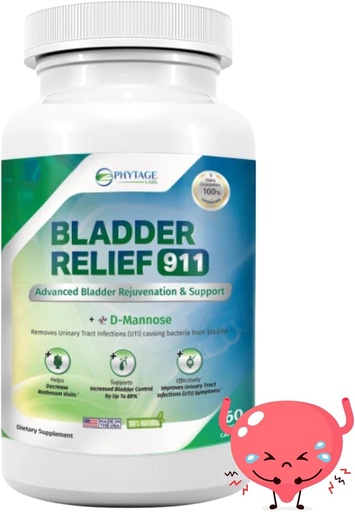 [BRSW2ZD7O56WOFL4] Bladder Relief 911 Detoxifying Strength - för män och kvinnor ger Bladder Support, 60 Veggie Capsules