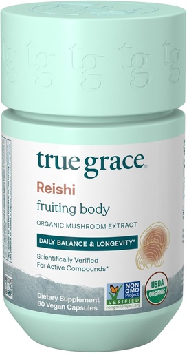 [BRSW2BTRDMMQYYD2] True Grace Mushroom Reishi Денний баланс & Довговічність - 60 граф Капсули - Органік