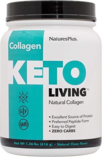 [BRSWYZQ3AQPAYDIZ] NaturesPlus KetoLiving Natural Collagen, Unflavored - 1.36 lb Tub - Ketogenic Protein Powder - Supports Immune & Gut Health, Joint Mobility & Hair, Skin & Nails - Gluten-Free, Non-GMO - 28 Servings