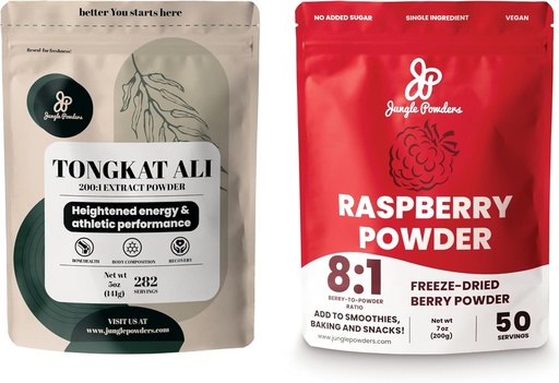 [BRSRAYD3C4DQ4YI3] Jungle Powders Premium 5oz Tongkat Ali & Free-Dried 7oz Raspberry Bundle - Eurycoma Longifolia Powder Addition for Men's Health Support paired with Un подсладен екстракт от червен суперхрани за печене