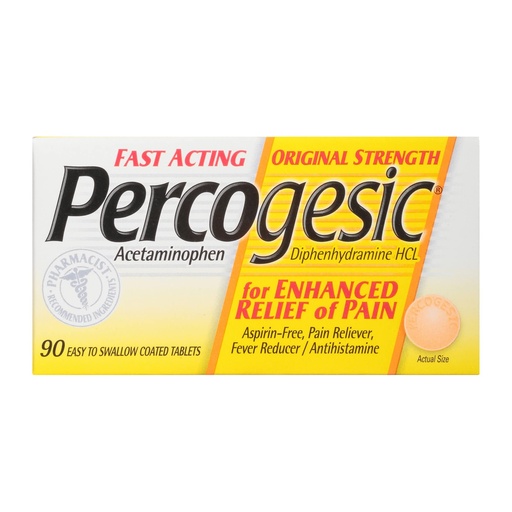 [BRSWIYQOAQBRO2D4] Percogesic Original Pain Relief | Aspirin Free Fast Acting Relief | 90 Coated Caplets