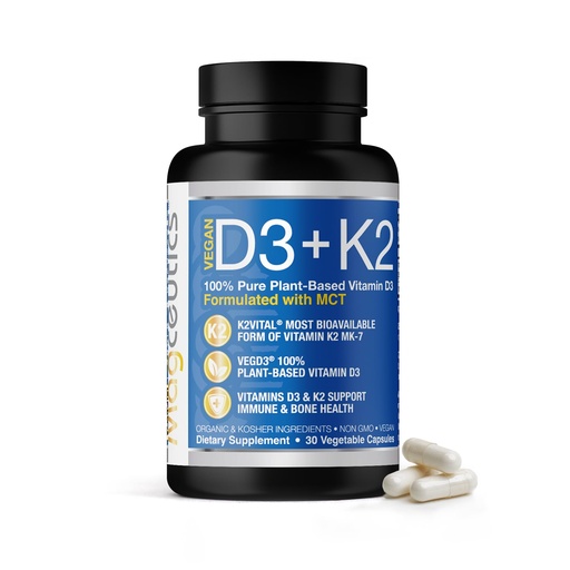 [BRSRMZALO4BWAHIZ] Vitamin D3 K2 with MCT, 5000 IU Vegan D3 & 100 mcg MK7 K2, Support Strong Bones and Immune Health - 30 Capsules (30 Days Supply)