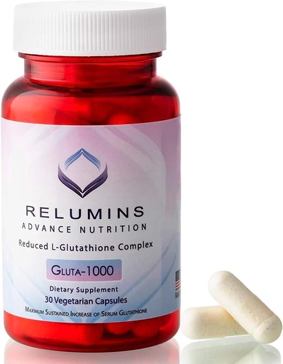 [BRSWGYIDCB5BU3LP] Relumins Advance Nutrition Gluta 1000 - L-Glutathione murriztua, Alpha Lipoic Acid & Rose HIPS, Antioxidant Support for Skin & Overall Wellness, Estatu Batuetan egina - 30 kapsula (15-Day Supply)