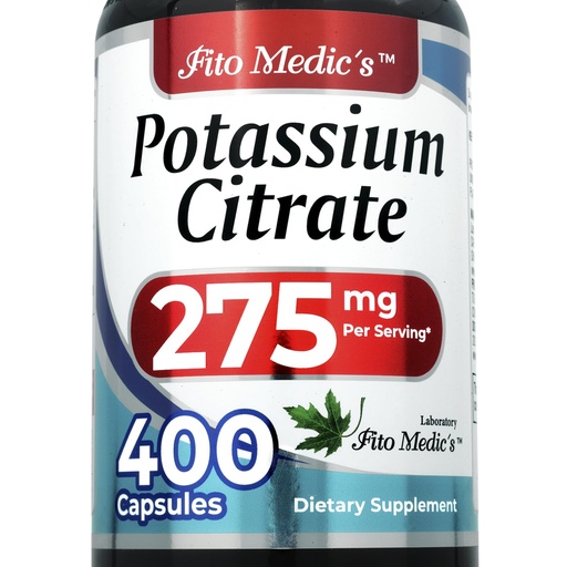 [BRSROAQZPIFA42TX] FITO Medic’S Lab Potassium Citrate Supplement, 400 Capsules, Potassium Formula